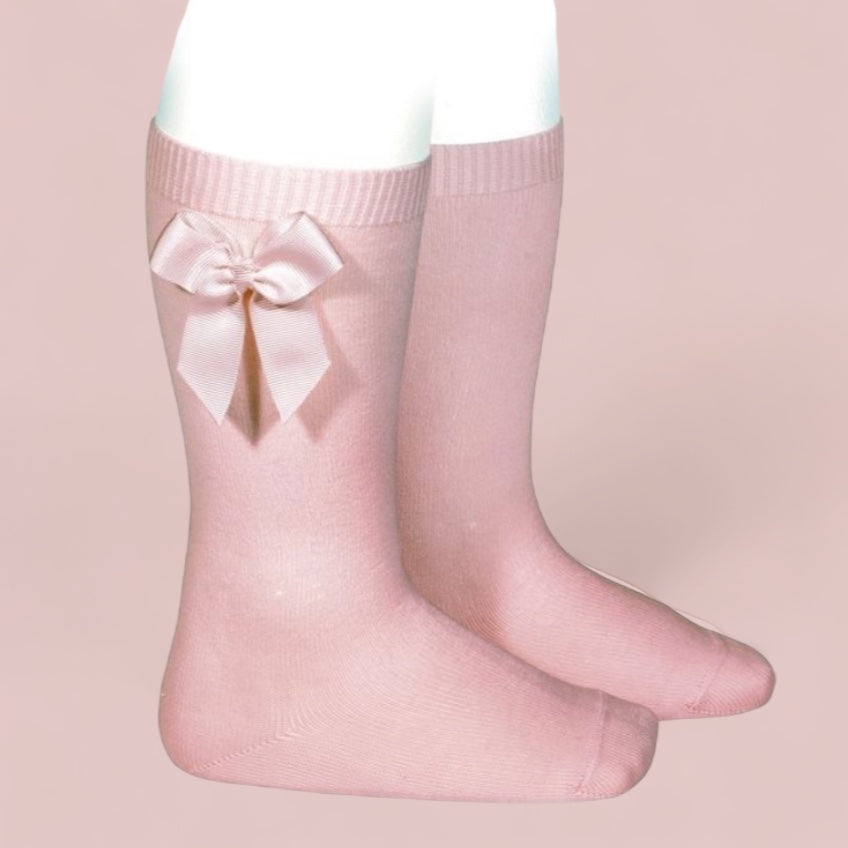 Medias con lazo en el tobillo para niña - Palo Rosa